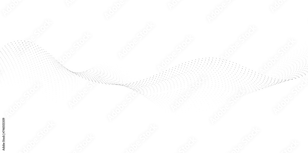 Fototapeta premium Abstract halftone flowing wavy colorful gradient dots shape isolated on transparent background. Digital future technology concept. Design for web design, music, cover, technology, science, data