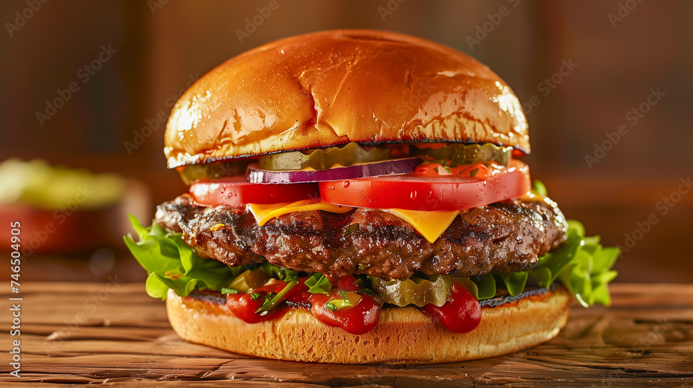 Freshly prepared burger with a splash of ingredients. Deluxe burger with flying ingredients around. Freshly prepared burger with a splash of ingredients. Deluxe burger with flying ingredients around.