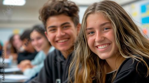 Group of Diverse High School Friends Sharing a Joyful Moment Together