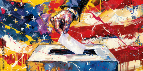 Vibrant Abstract Painting Capturing the Essence of Democratic Participation. Concept of American President Elections.