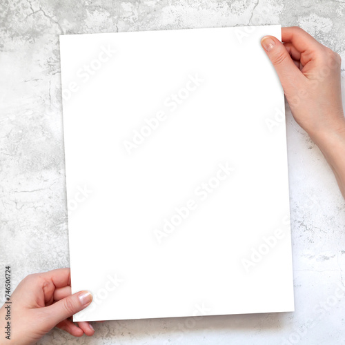 8.5x11 vertical poster mockup, US letter size paper mockup