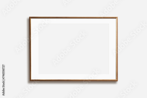 Thin horizontal vintage wooden frame with mat