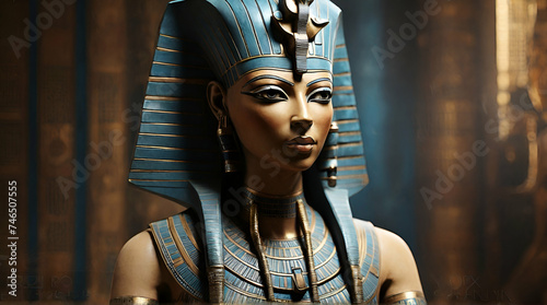 Ancient statue of pharaoh Female Egyptian Pharaoh.Generative AI 