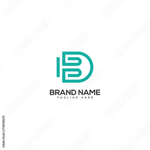 Minimal unique letter DB BD monogram logo design template. Initials Business logo.