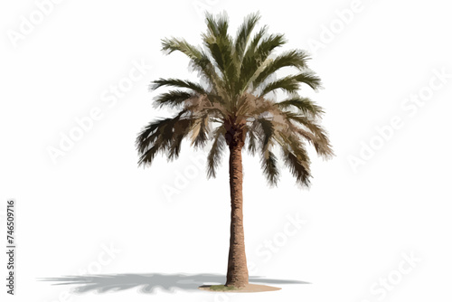 Palm tree on white background illustration