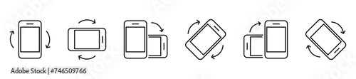 Rotate smartphone icon. Turn your mobile phone. Device rotation symbol. Rotate phone icon set vector illustration for web site or mobile app. Vector illustration