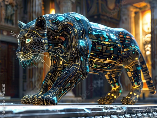 Cyber criminals hack the oracles of Ancient Greece unleashing chaos as cyber enhanced leopards prowl the data streams to protect sacred knowledge photo