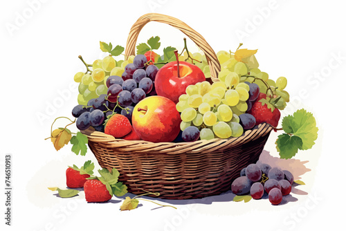 clipart fruit basket watercolor illustration