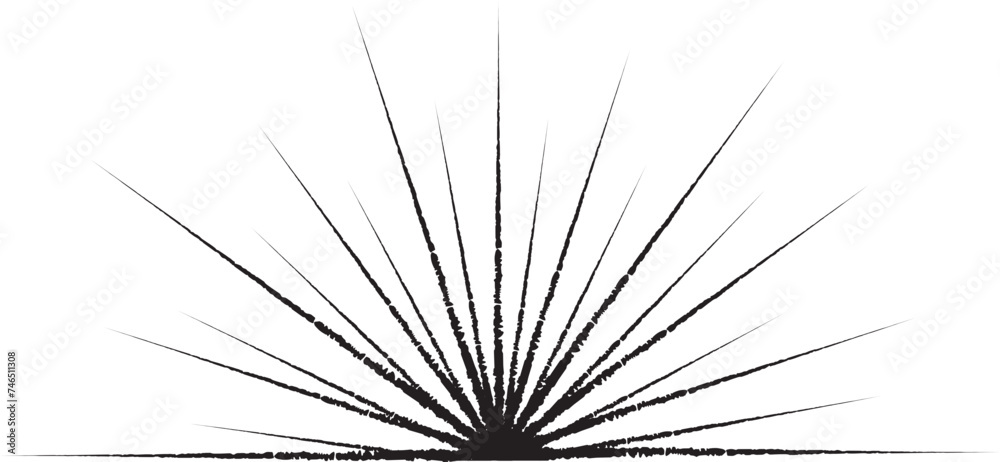 Obraz premium Vintage Sunbursts in Different Shapes. Trendy Hand Drawn Retro Bursting Rays Design Elements. Hipster Vector illustration