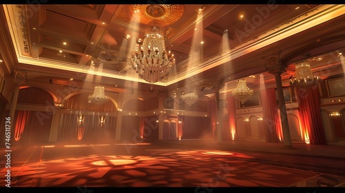 Classic Ballroom for Awards Ceremonies with perfect lighting. Generative Ai