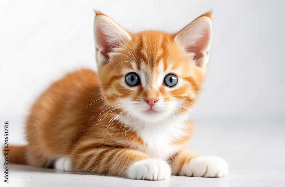 Orange kitten on white background. Orange kitten on white background.