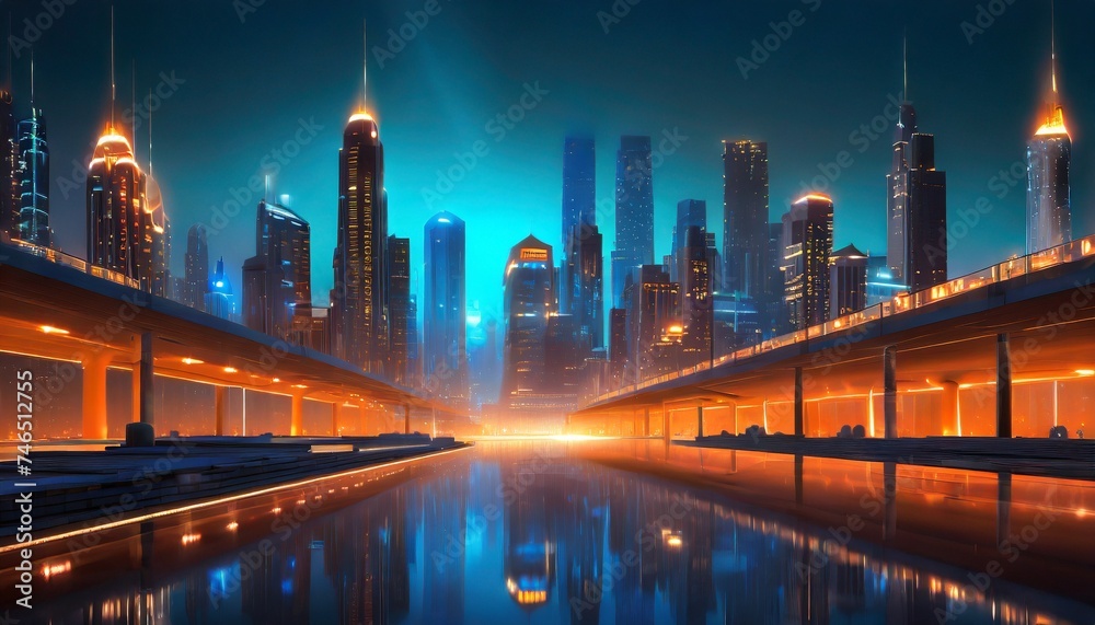 Obraz premium city skyline at night