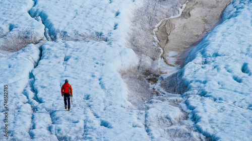 Glacier Trekking, Nordenskiöld Glacier, Petuniabukta, Billefjord, Arctic, Spitsbergen, Svalbard, Norway, Europe photo