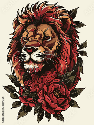 Old school style lion tattoo sketch on white background, lion vector, lion coloring book, lion drawing, lion icon