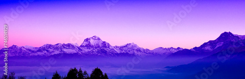 Dhaulagiri Range, Annapurna Range Sunrise, Poon Hill View Point, Ghorepani, Annapurna Conservation Area, Himalaya, Nepal, Asia photo