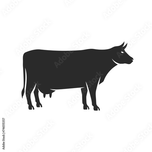 Cow logo. Cow silhouette for Emblem design. Simple Cow icon. Vector illustration