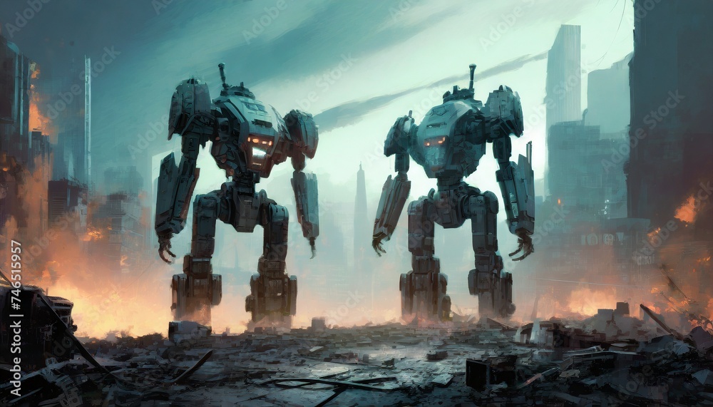 landscape with a robot landscape with a robot