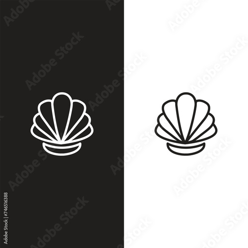 Seashell shell / shellfish or seafood line art icon for wildlife apps and websites