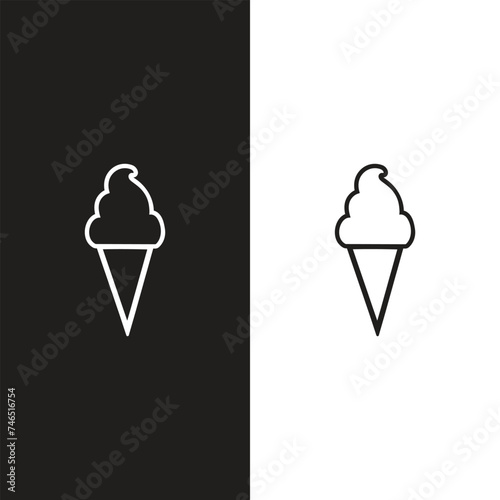 Strawberry Ice Cream Cone Flat Design Dessert Icon