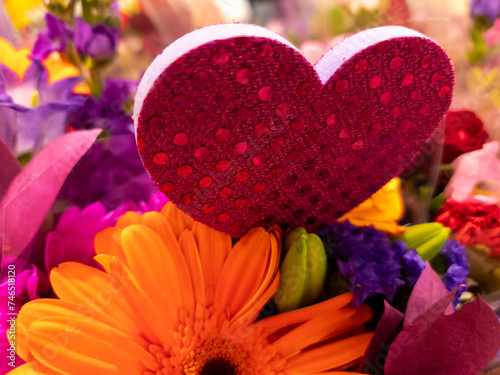 Heart with colorful flowers 