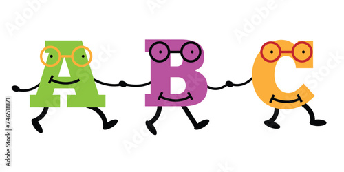 Foto Happy ABC Letters Walking Hand in Hand