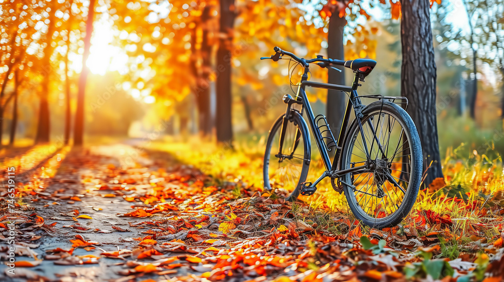 Bicycle in autumn park
