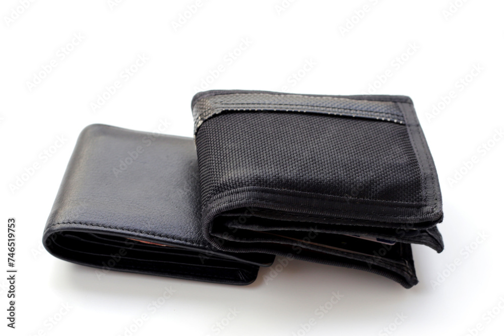 Black wallets on white background. Black wallets on white background.
