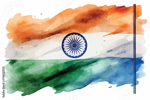 watercolor vector illustration of indian flag isolate on white background.