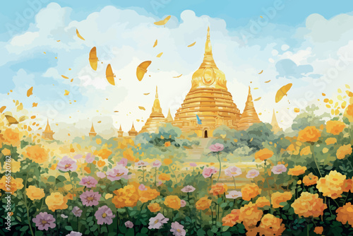 Beautiful Temple of Thailand. (Wat Asokaram) Buddhism asian temple of asia architecture. 