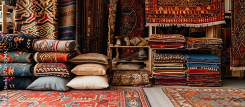 Various carpets displayed in the store.