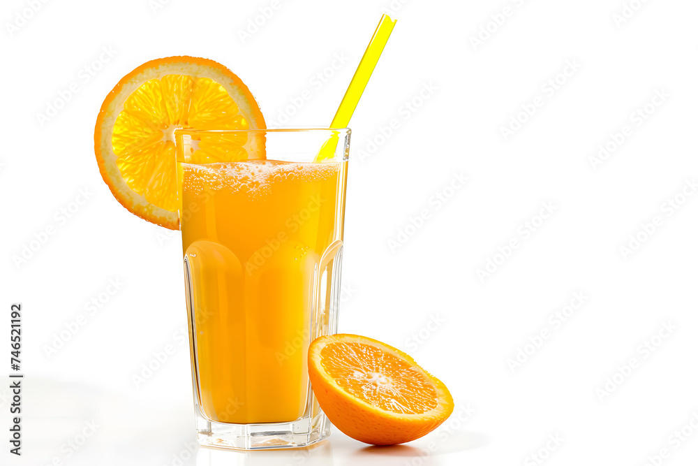 Fototapeta premium Orange juice glass isolated on white background