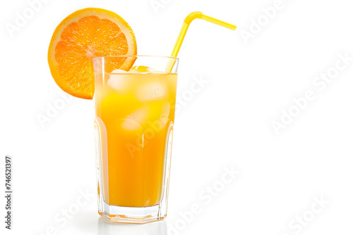 Orange juice glass isolated on white background