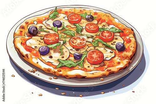 sweet delicious chopped pizza icon. fast food isolated Vector collection on white background.