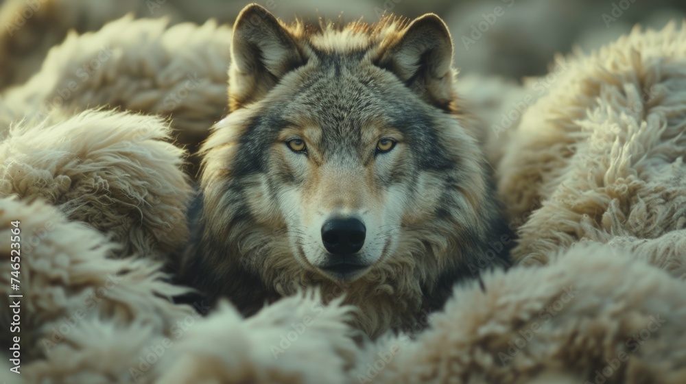 Fototapeta premium Wolf in Sheep's Clothing