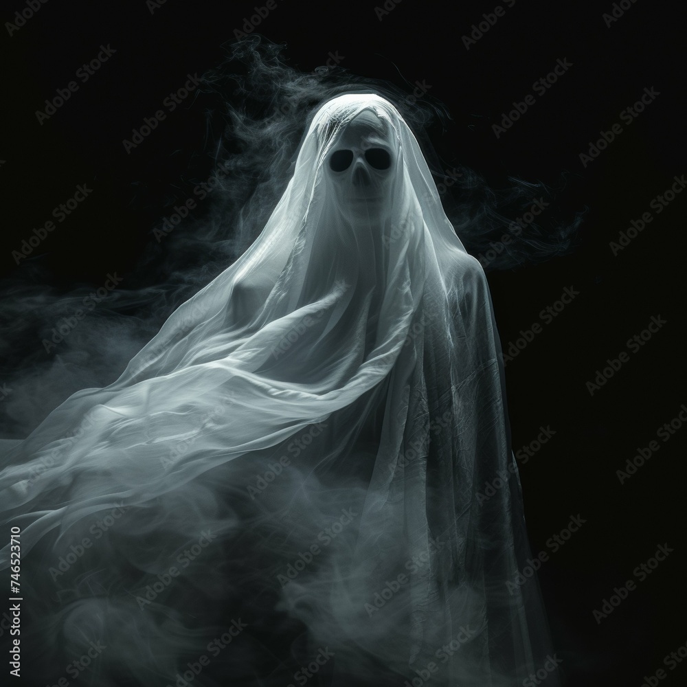 White Ghost on Black Background White Ghost on Black Background