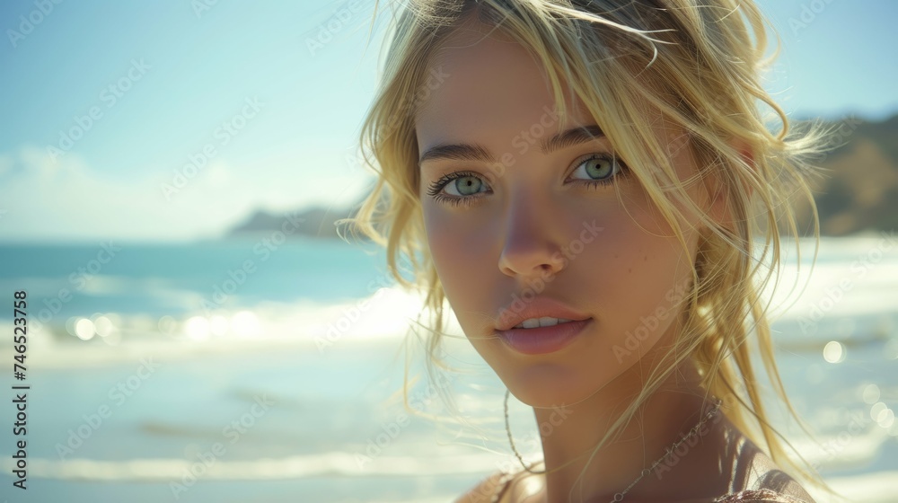 Young Blonde Woman at Beach