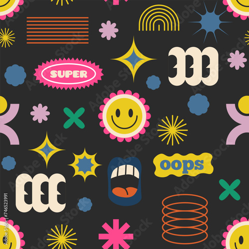 Retro Happy Motifs Collage Art