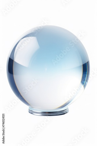 Transparent crystal ball on white background