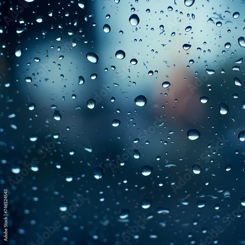 A macro shot of raindrops on a window during a storm