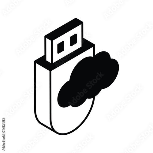 An isometric icon of cloud usb in trendy style, ready to use and download