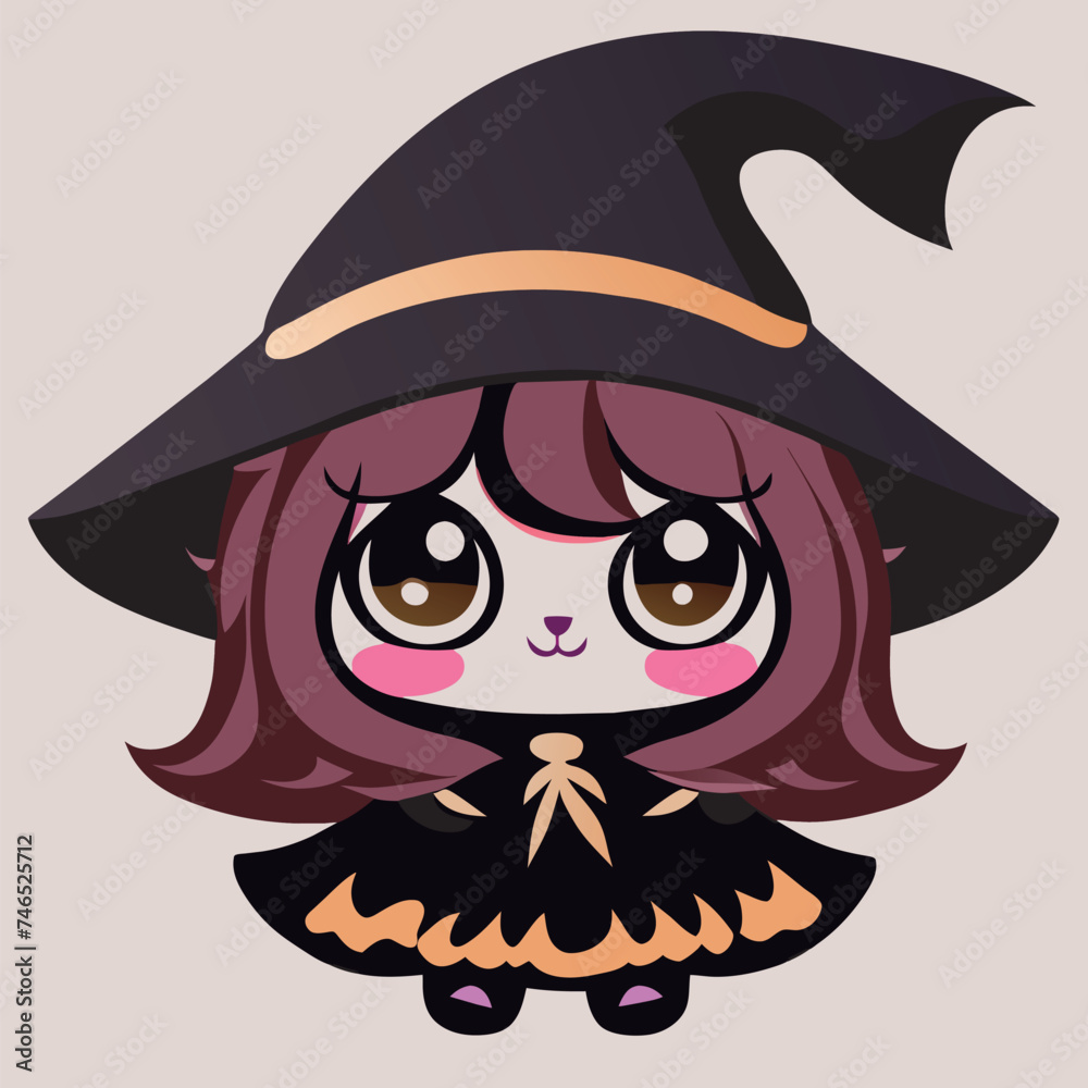 dark witch, vector illustration kawaii