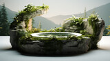Elegant outdoor bath Surrounded by tropical plants, natural mountain views, luxury spas, lifestyle images,