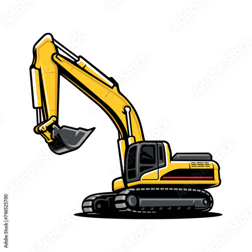 excavator, construction vehicle illustration vector