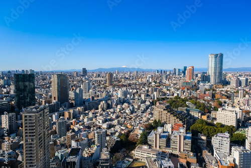 東京都 東京タワーから見る東京の街並み、富士山方面 photo