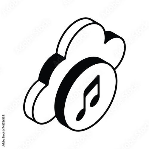 Creatively designed isometric icon of cloud music, ready to use in websites and mobile apps