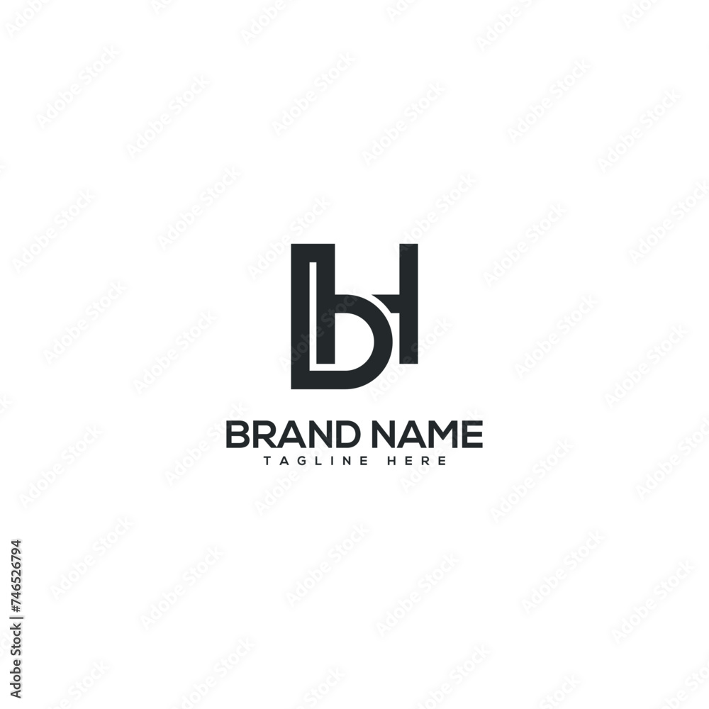 Alphabet BH HB letter logo design vector template. Initials monogram icon.