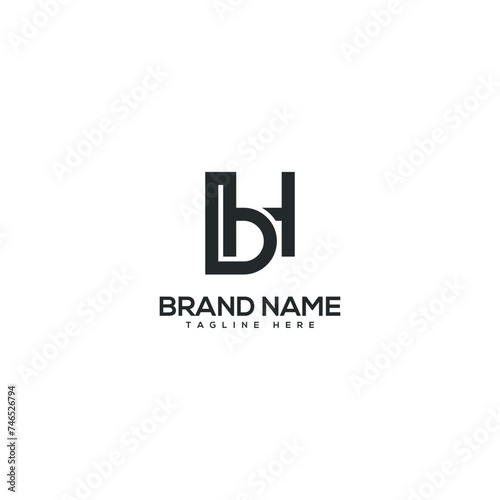Alphabet BH HB letter logo design vector template. Initials monogram icon.