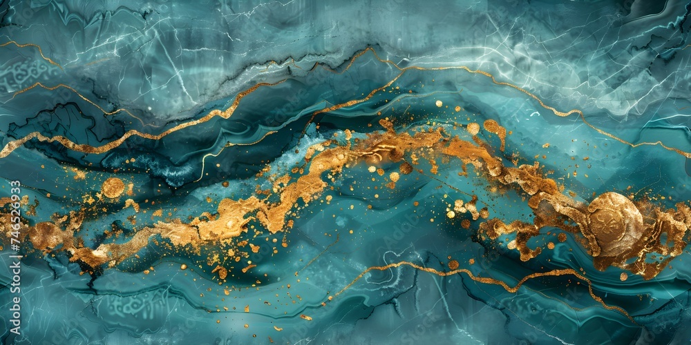 Luxurious Seamless Background: Gold Details on Turquoise Marble Texture. Concept Luxury Backdrop, Gold and Turquoise, Marble Texture, Seamless Design, Elegant Decor Luxurious Seamless Background: Gold Details on Turquoise Marble Texture. Concept Luxury Backdrop, Gold and Turquoise, Marble Texture, Seamless Design, Elegant Decor