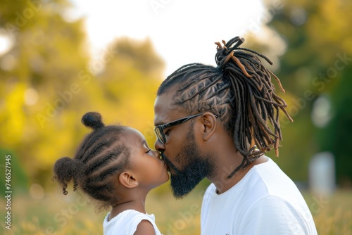A heartwarming moment between a father and his daughter. Fictional Character Created By Generated By Generated AI. photo