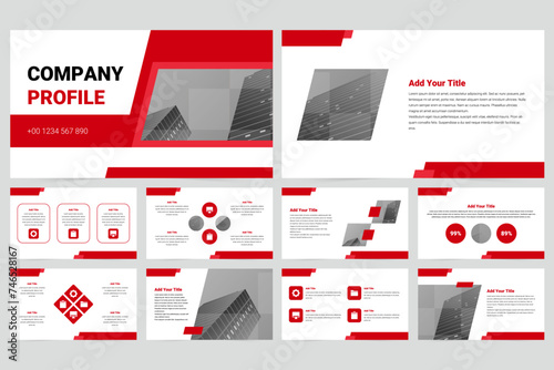 Red modern business work report slide presentation template